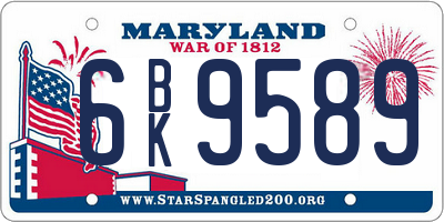 MD license plate 6BK9589
