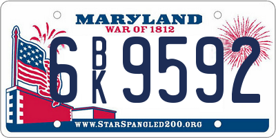 MD license plate 6BK9592