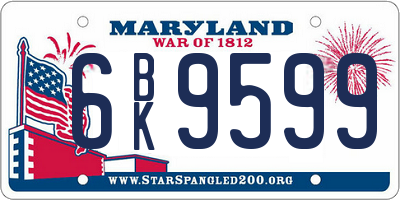 MD license plate 6BK9599