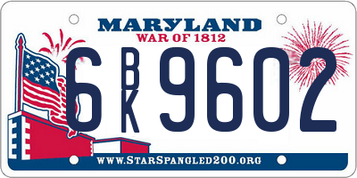 MD license plate 6BK9602