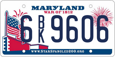 MD license plate 6BK9606