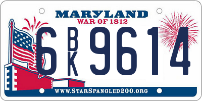 MD license plate 6BK9614