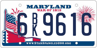 MD license plate 6BK9616
