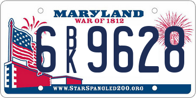 MD license plate 6BK9628