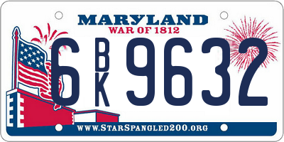 MD license plate 6BK9632