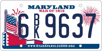 MD license plate 6BK9637