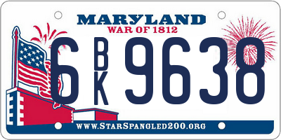 MD license plate 6BK9638