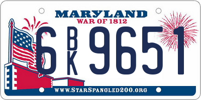 MD license plate 6BK9651