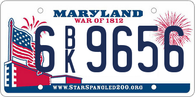 MD license plate 6BK9656