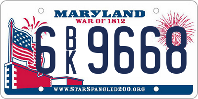 MD license plate 6BK9668