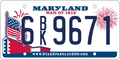 MD license plate 6BK9671