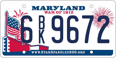MD license plate 6BK9672