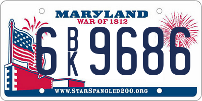 MD license plate 6BK9686