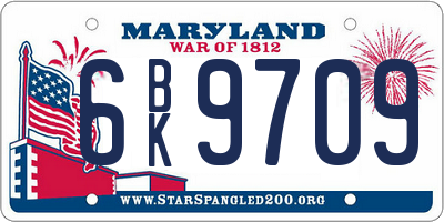 MD license plate 6BK9709