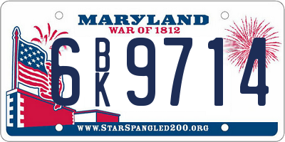 MD license plate 6BK9714