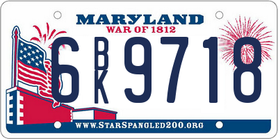 MD license plate 6BK9718