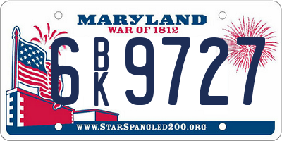 MD license plate 6BK9727