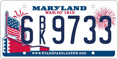 MD license plate 6BK9733