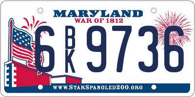 MD license plate 6BK9736