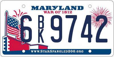 MD license plate 6BK9742