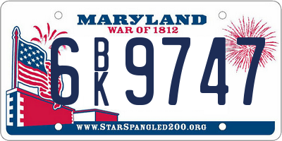 MD license plate 6BK9747