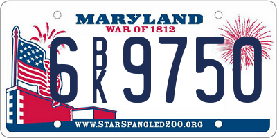 MD license plate 6BK9750
