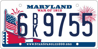 MD license plate 6BK9755