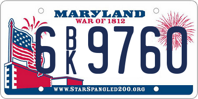 MD license plate 6BK9760