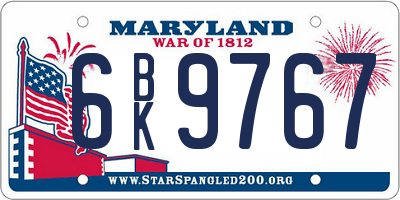 MD license plate 6BK9767