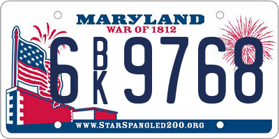 MD license plate 6BK9768