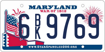 MD license plate 6BK9769