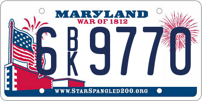 MD license plate 6BK9770