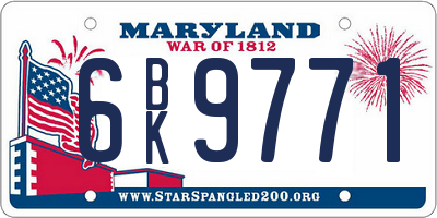 MD license plate 6BK9771