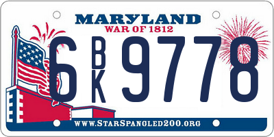 MD license plate 6BK9778