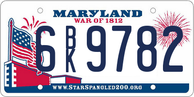 MD license plate 6BK9782