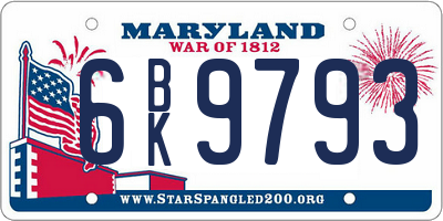 MD license plate 6BK9793