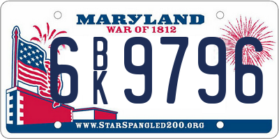 MD license plate 6BK9796