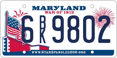MD license plate 6BK9802