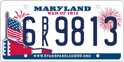 MD license plate 6BK9813