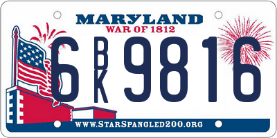 MD license plate 6BK9816