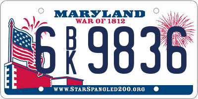MD license plate 6BK9836