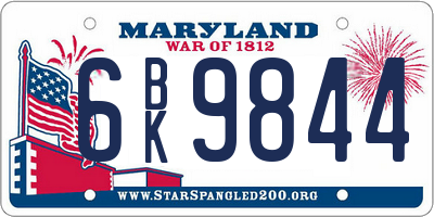 MD license plate 6BK9844