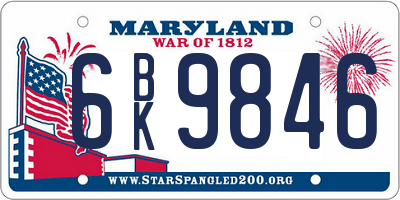 MD license plate 6BK9846