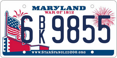 MD license plate 6BK9855