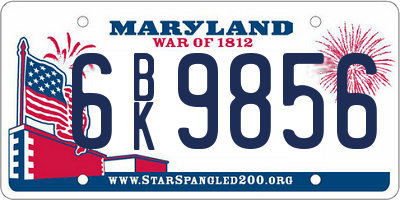 MD license plate 6BK9856