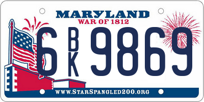 MD license plate 6BK9869