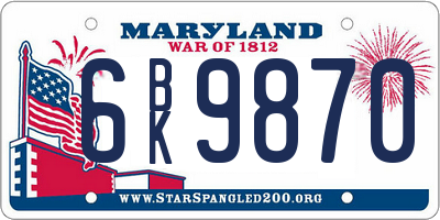 MD license plate 6BK9870