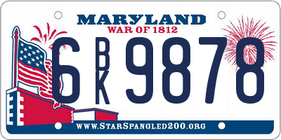 MD license plate 6BK9878