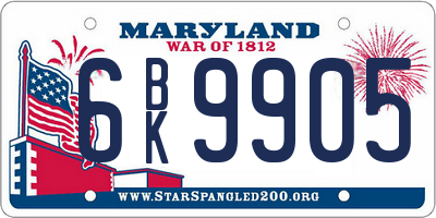 MD license plate 6BK9905