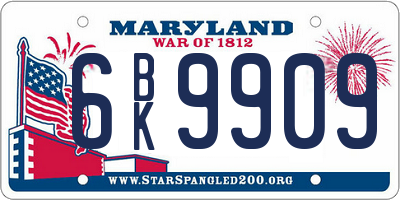 MD license plate 6BK9909